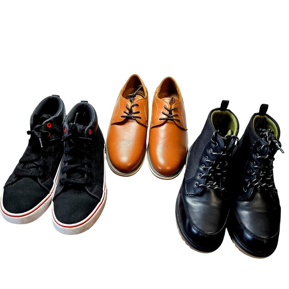 Wonder Nation + More Boy's Size 2 2.5 Tennis Dress Shoes Ankle Boots Bulk Lot 3